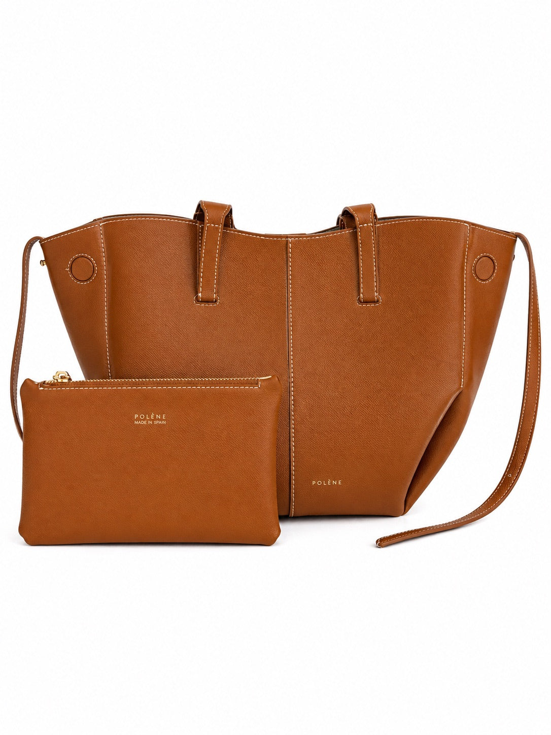 Polène Cyme Bag Textured Cognac