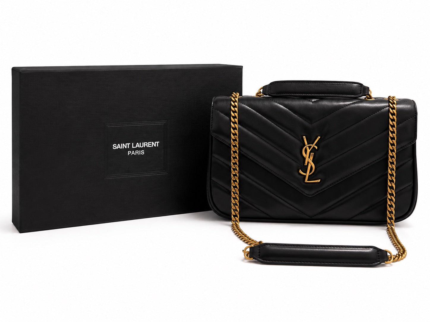 Saint Laurent Envelope Medium Bag - Black / Gold