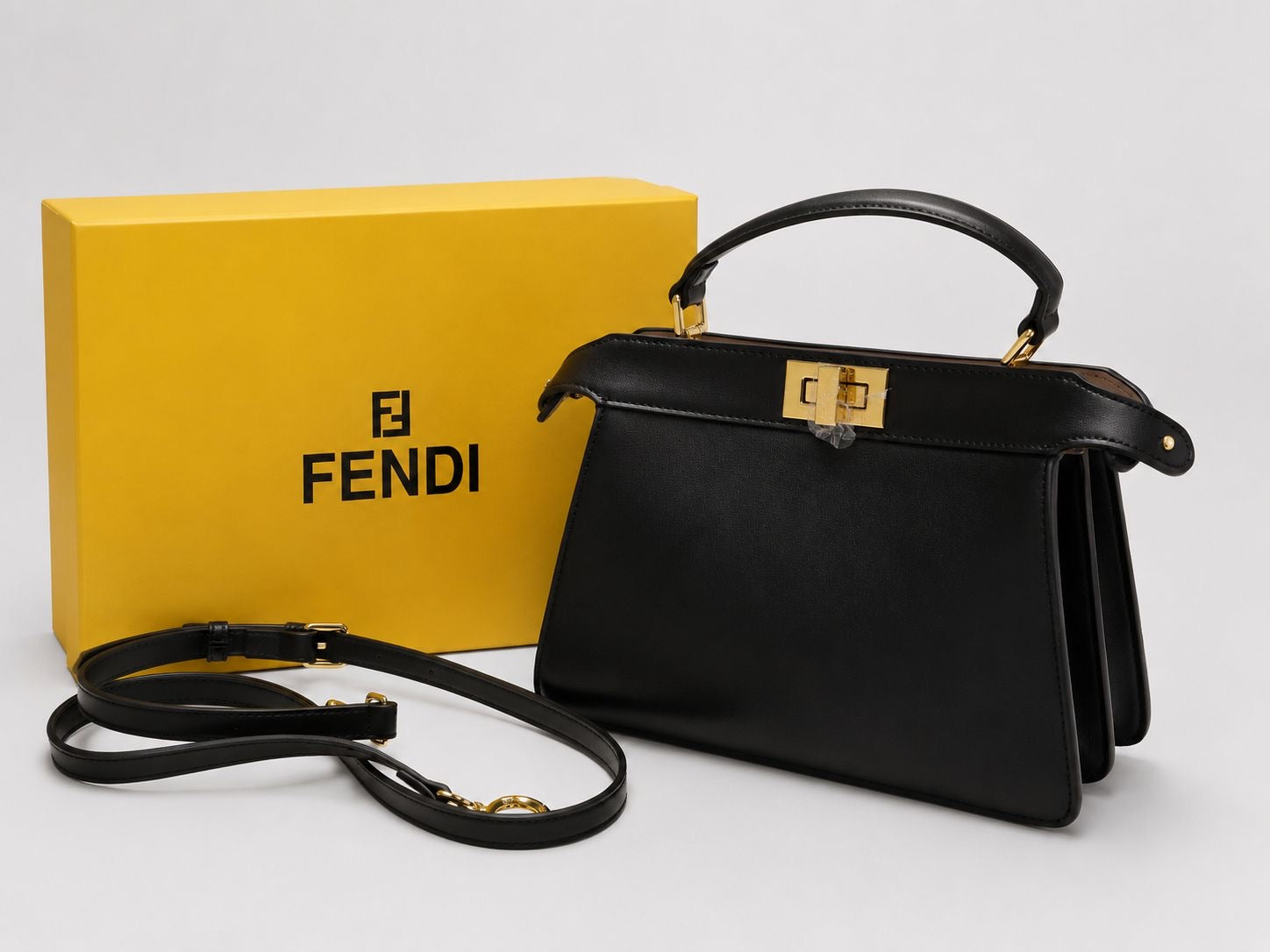Fendi Peekaboo Top Handle Bag - Black