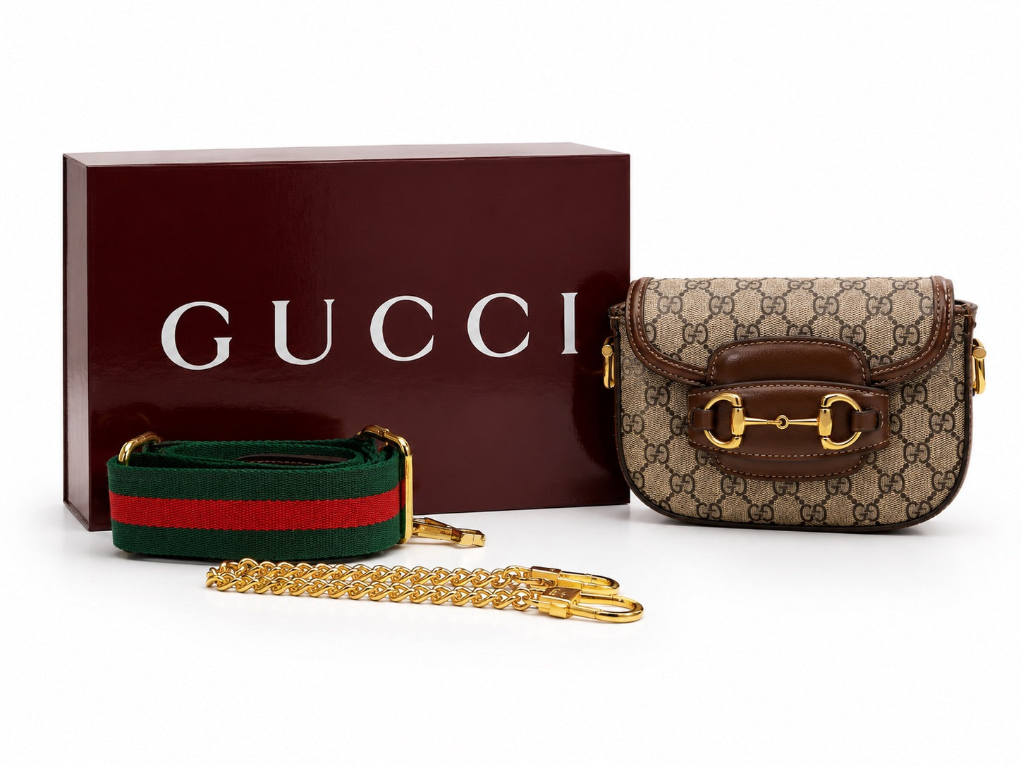 Gucci Horsebit 1955 Mini Bag Beige & Ebony GG Supreme