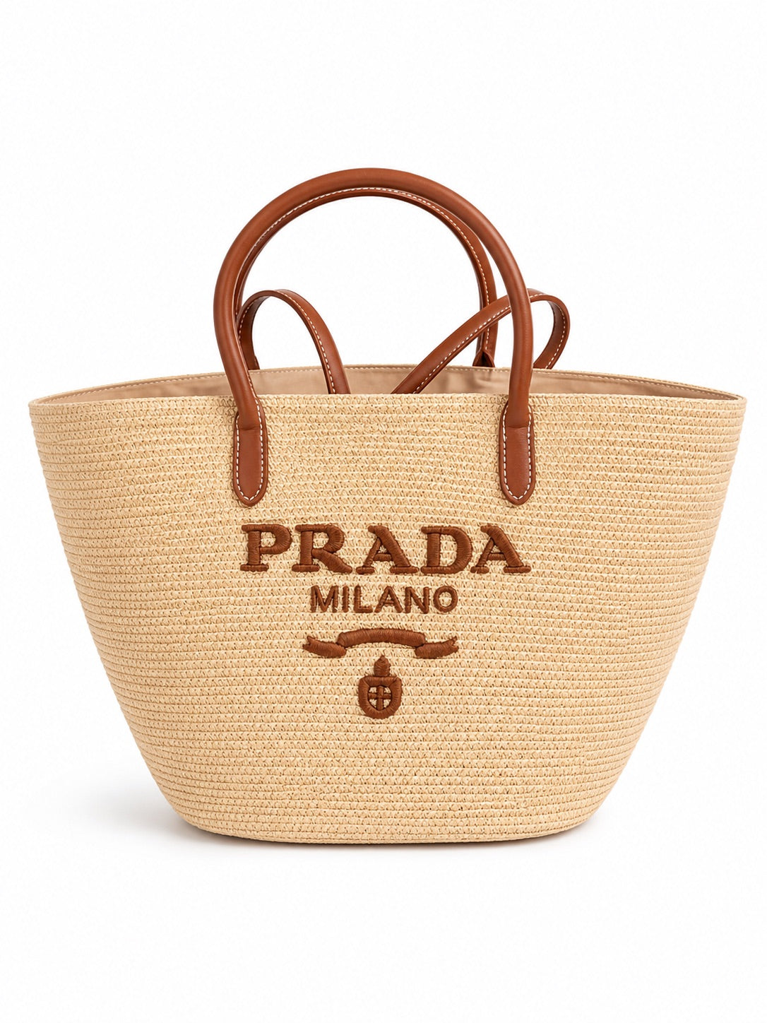 Prada Raffia Tote Bag - Natural / Brown