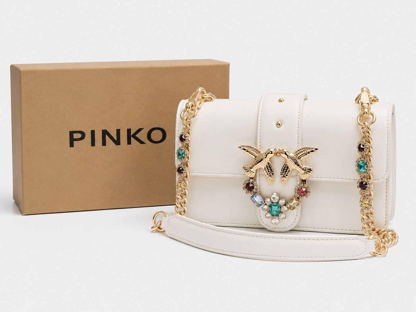 Pinko Love Mini Icon Jewel Bag White