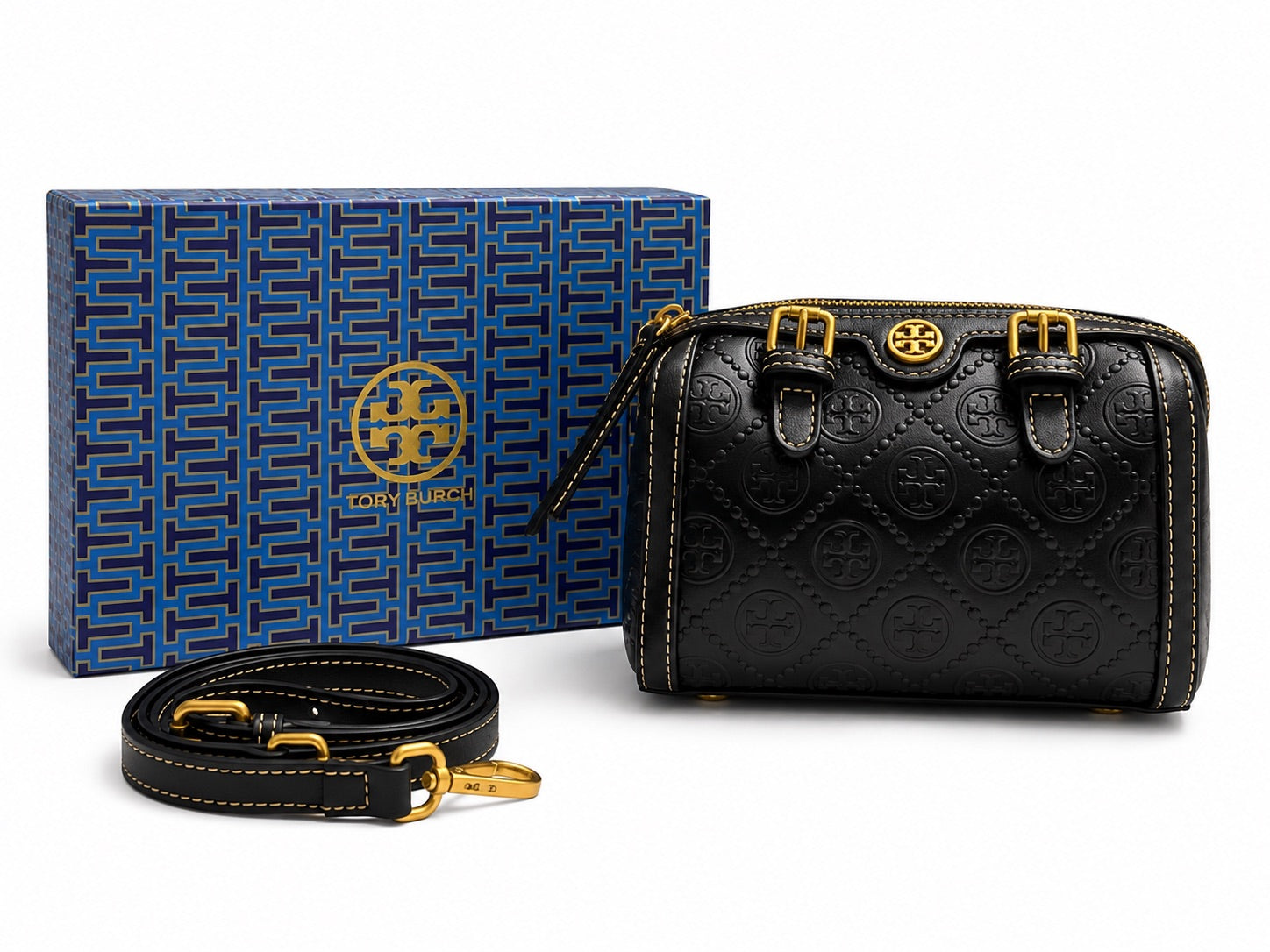 Tory Burch T Monogram Petite Barrel Bag Black