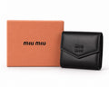 Miu Miu Logo Leather Wallet - Black