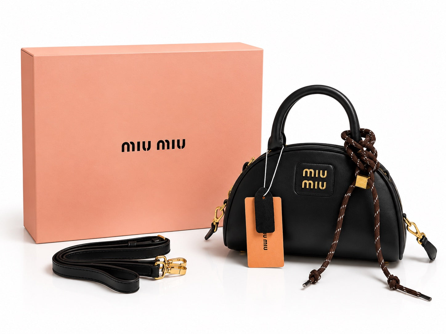 Miu Miu Leather Top Handle Bag - Black