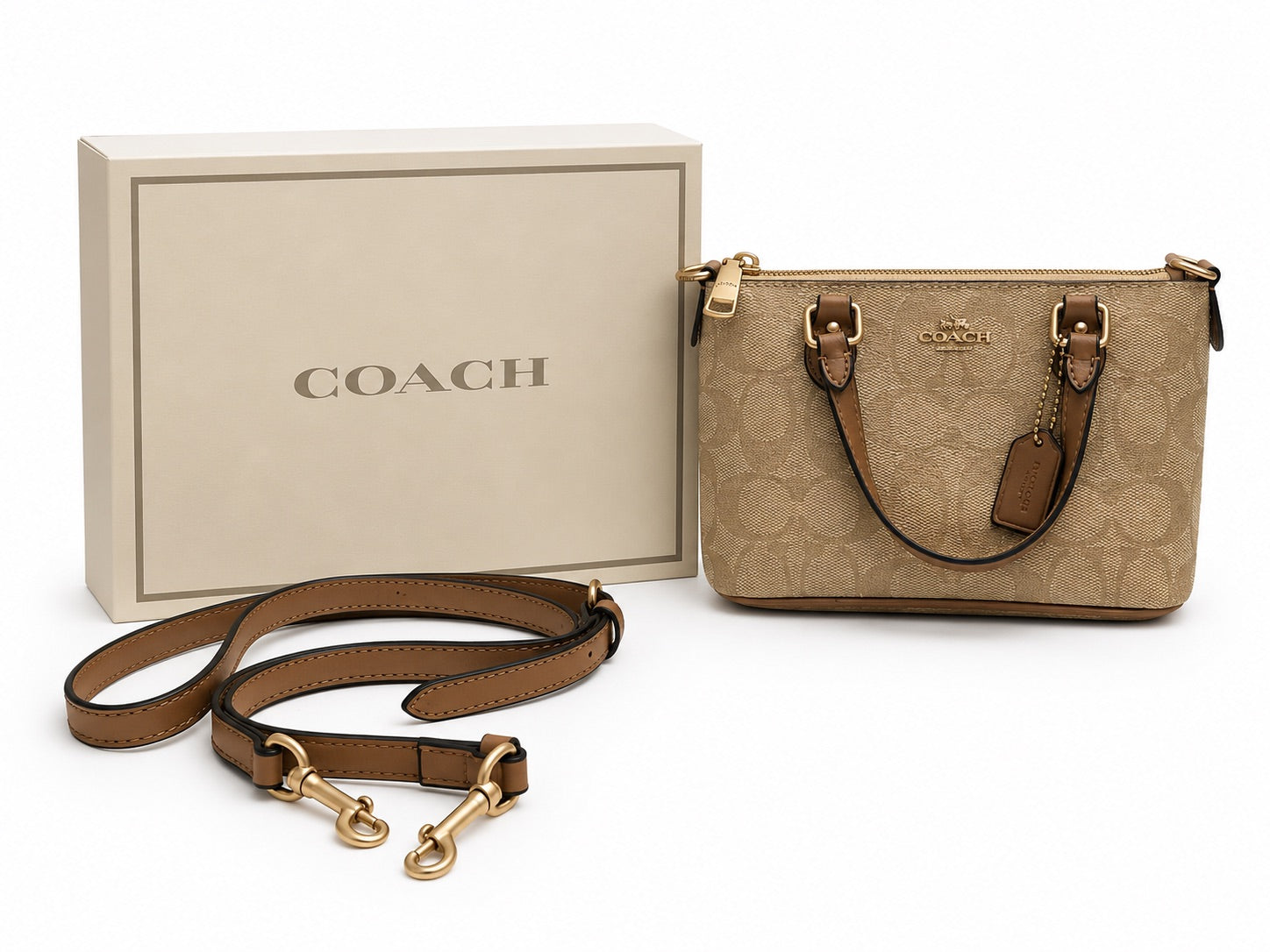 Coach Signature Gallery Tote Bag - Khaki / Brown