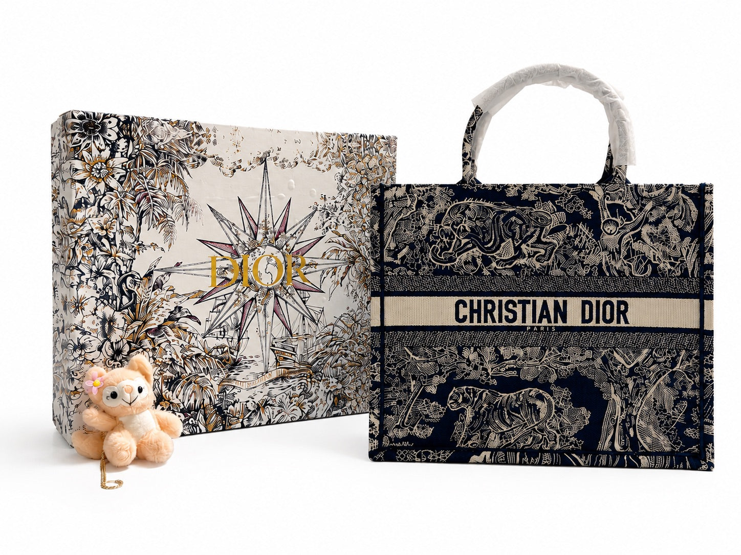 Dior Medium Book Tote With Strap - Navy Toile de Jouy Sauvage