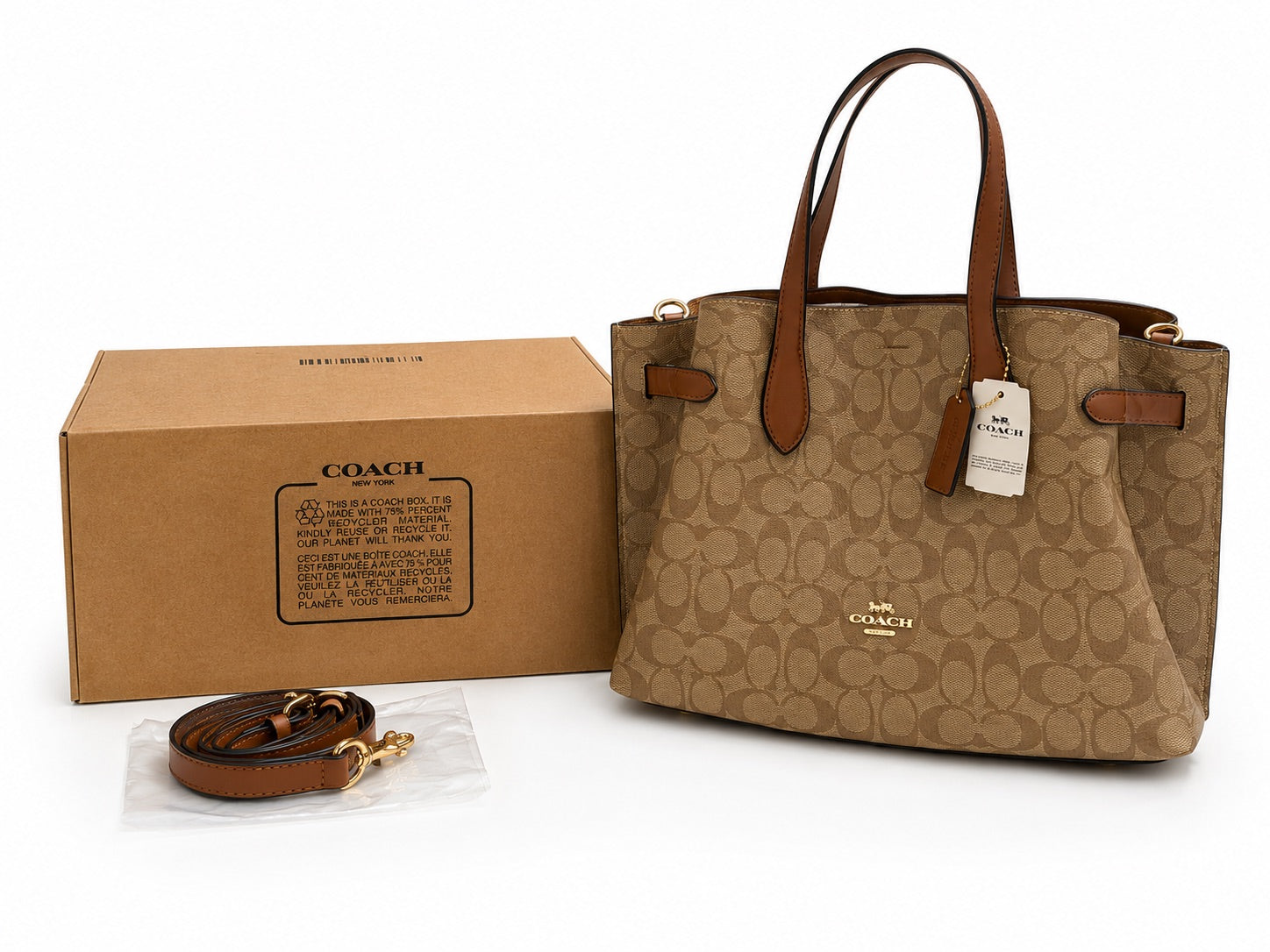 Coach Mollie Tote Bag 25 In Signature Canvas Tan