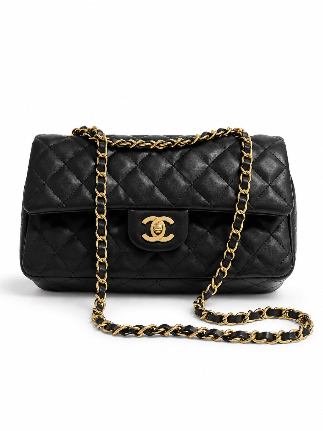 Chanel Classic 11.12 Handbag Black Lambskin & Gold-Tone Metal