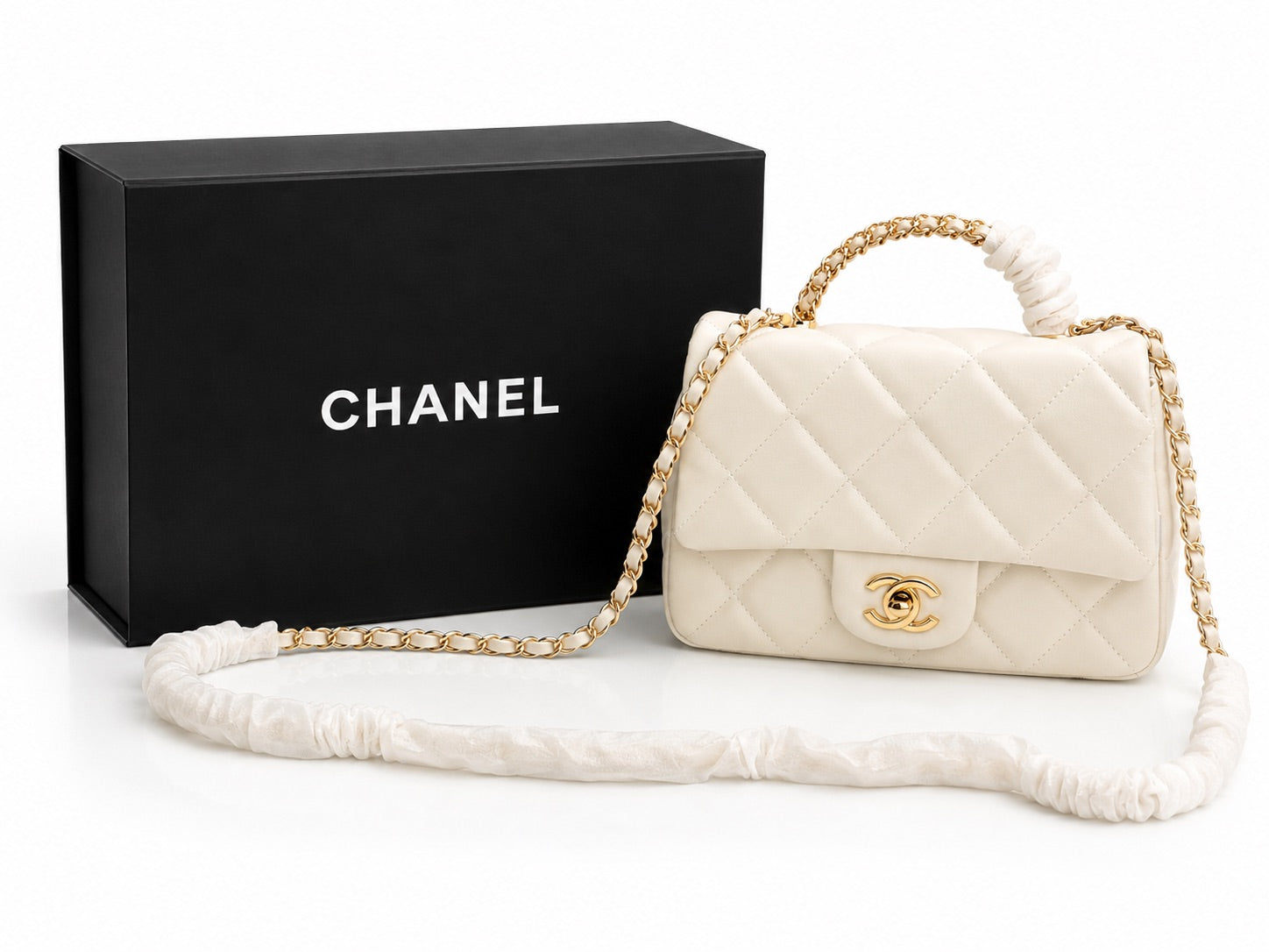 Chanel Classic Flap Bag - Ivory Quilted Leather