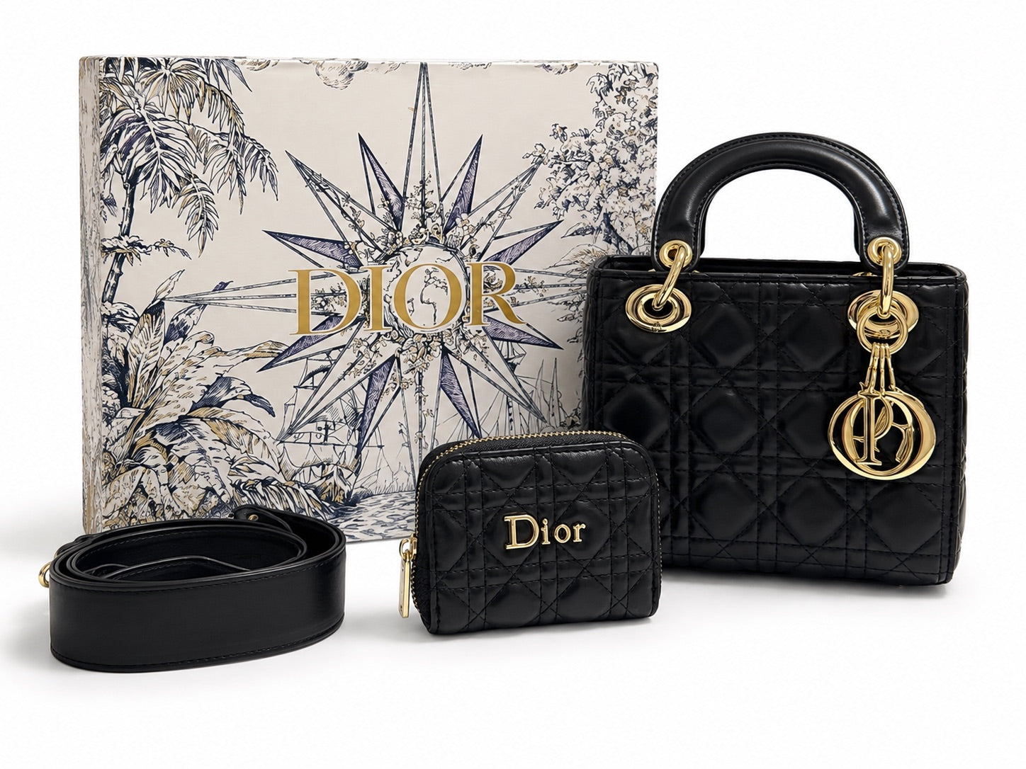 Dior Small Lady Dior Bag - Black Patent Cannage Calfskin