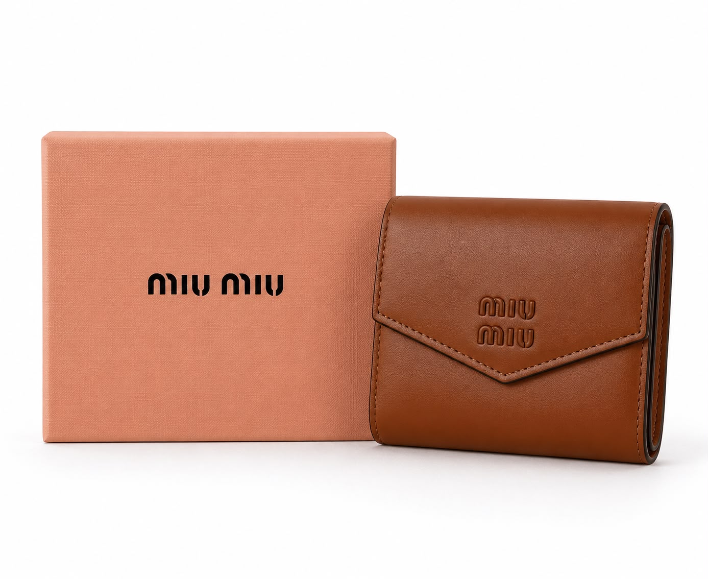 Miu Miu Small Leather Wallet - Cognac