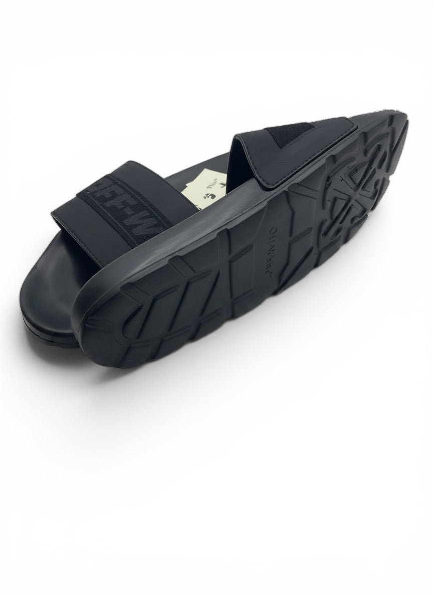 Off-White Style Black Slide Slippers With Tonal Logo