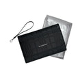 Burberry Embossed Check Leather Zip Pouch - Black