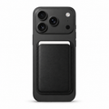 Magnetic Leather Phone Card Holder - Black