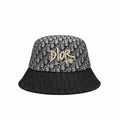 Dior Grey Oblique Bucket Hat With Gold Logo Embroidery