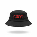 Gucci Black Reversible Bucket Hat With Red Logo Embroidery