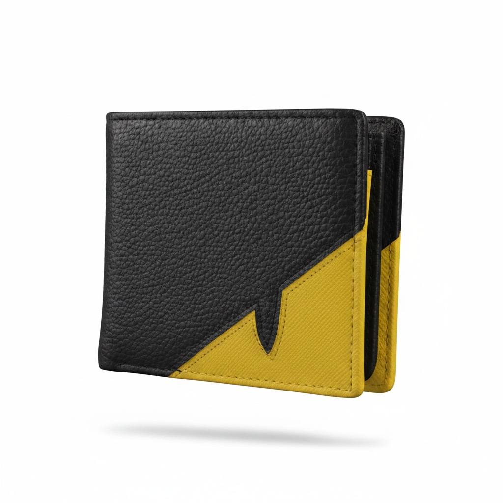 Fendi Black Leather Bifold Wallet With Yellow Monster Detail