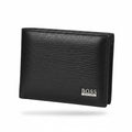 BOSS Black Leather Bifold Wallet With Silver Logo