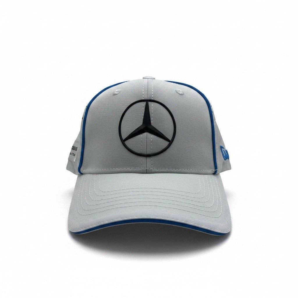 Mercedes-Benz White Curved Brim Cap With Black Star Logo