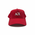 A|X Armani Exchange Red Curved Brim Cap With White Logo