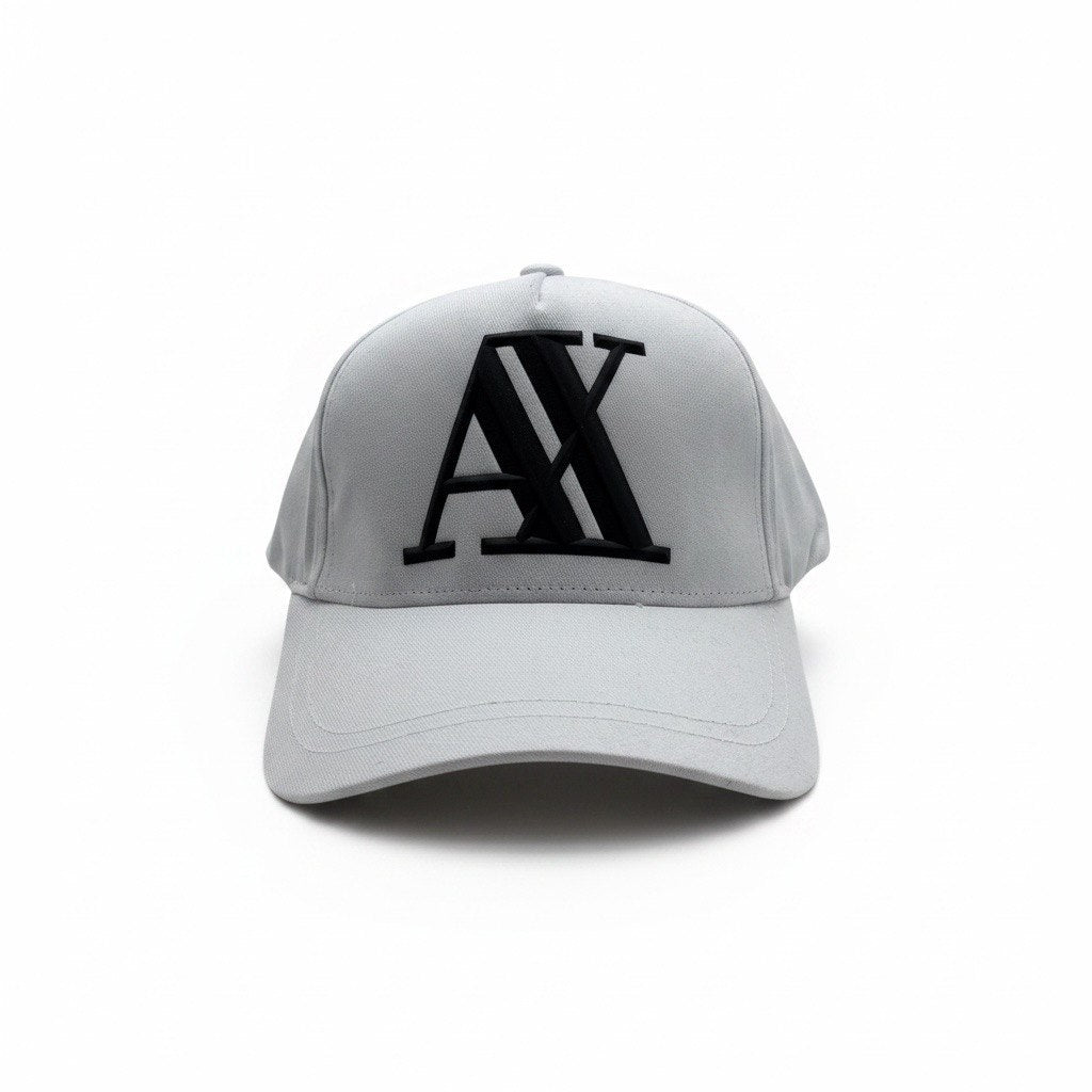 A|X Armani Exchange White Curved Brim Cap With Black Logo