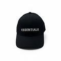ESSENTIALS Black Curved Brim Cap With White Logo Embroidery