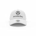 Mercedes-Benz White Curved Brim Cap With Black Logo Embroidery