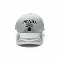 Prada White Curved Brim Cap With Black Milano Logo Embroidery