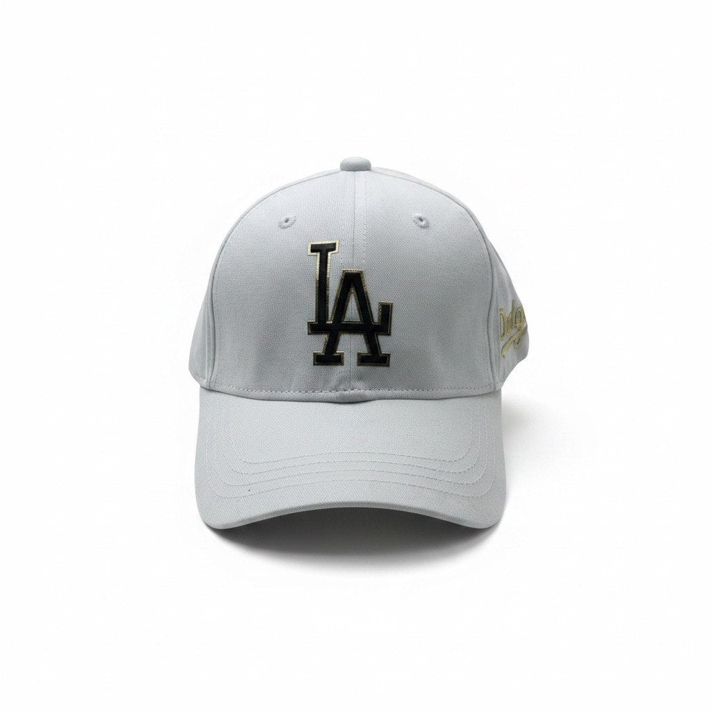 Los Angeles Dodgers White Curved Brim Cap With Black LA Logo