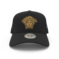 Versace Black Trucker Cap With Gold Medusa Logo