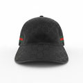 Gucci Black GG Monogram Curved Brim Cap With Web Stripe Detail
