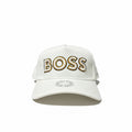 BOSS White Curved Brim Cap With Gold Logo Embroidery