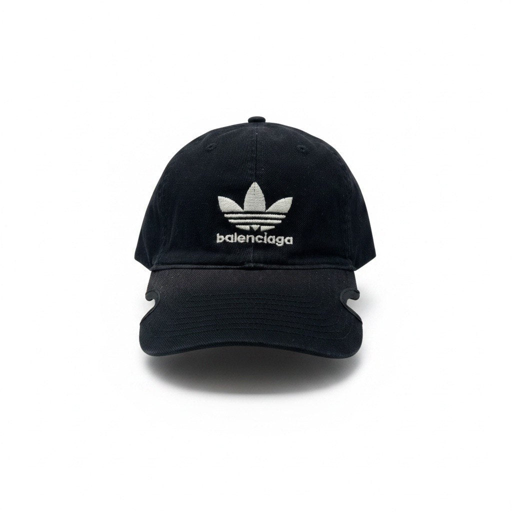 Adidas x Balenciaga Black Curved Brim Cap With Cut-Out Brim Detail