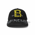 Balenciaga Black Curved Brim Cap With Yellow B Logo Patch