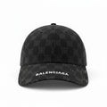 Balenciaga Black Monogram Curved Brim Cap With White Logo Embroidery