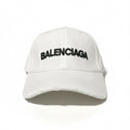 Balenciaga White Curved Brim Cap With Black Logo Embroidery