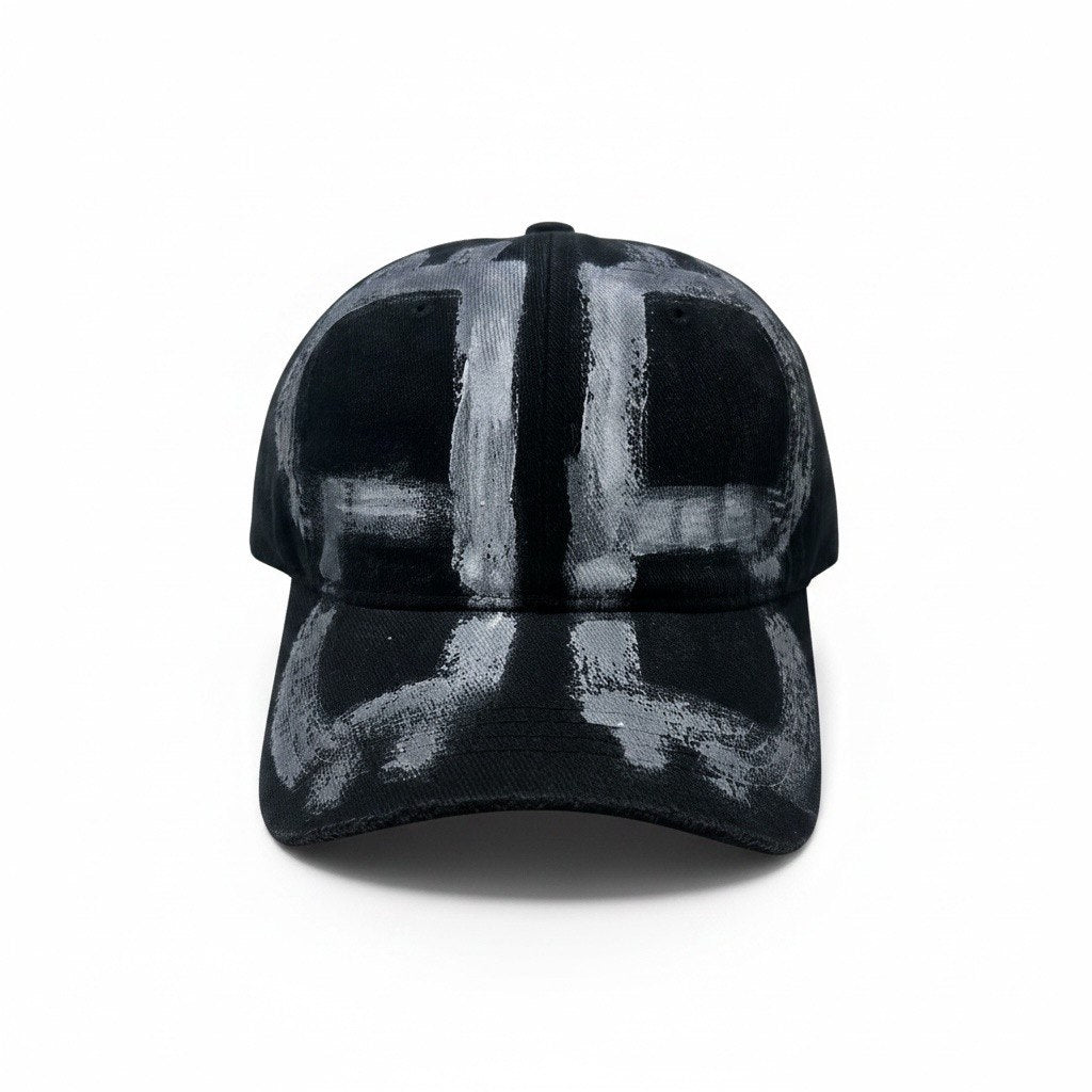 Balenciaga Black Painted BB Curved Brim Cap