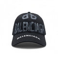 Balenciaga Black Curved Brim Cap With Graffiti Logo Embroidery