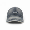 Balenciaga Washed Denim Distressed Curved Brim Cap