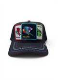 Goorin Bros Black Trucker Cap With Rolling Bird Patch Embroidery