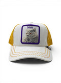 Goorin Bros White Trucker Cap With Diva Cat Patch Embroidery