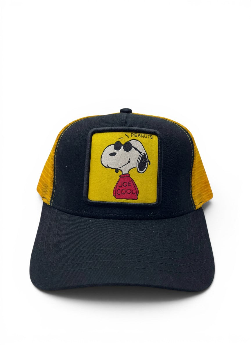 Goorin Bros Black Trucker Cap With Snoopy Joe Cool Patch