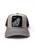 Goorin Bros Beige Trucker Cap With Lone Wolf Patch Embroidery