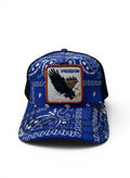 Goorin Bros Blue Bandana Trucker Cap With Freedom Eagle Patch Embroidery