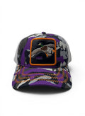 Goorin Bros Purple Camo Trucker Cap With Odd Duck Patch Embroidery