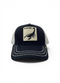 Goorin Bros Black Trucker Cap With Scorpion Patch Embroidery