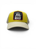 Goorin Bros Yellow Trucker Cap With Sleepy Pug Patch Embroidery