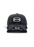 Balenciaga x Oakley Charcoal Distressed Curved Brim Cap With White Oakley Logo Embroidery