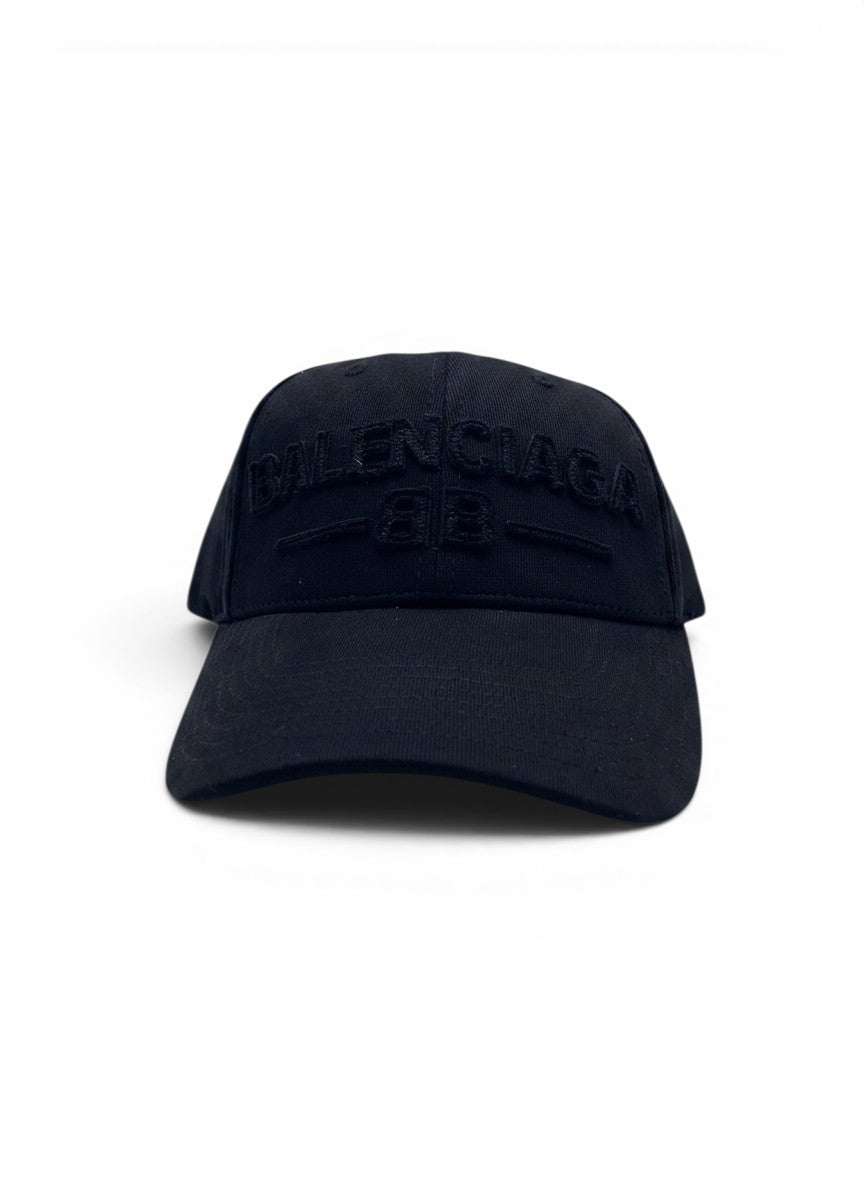 Balenciaga Black Curved Brim Cap With Tonal Logo Embroidery